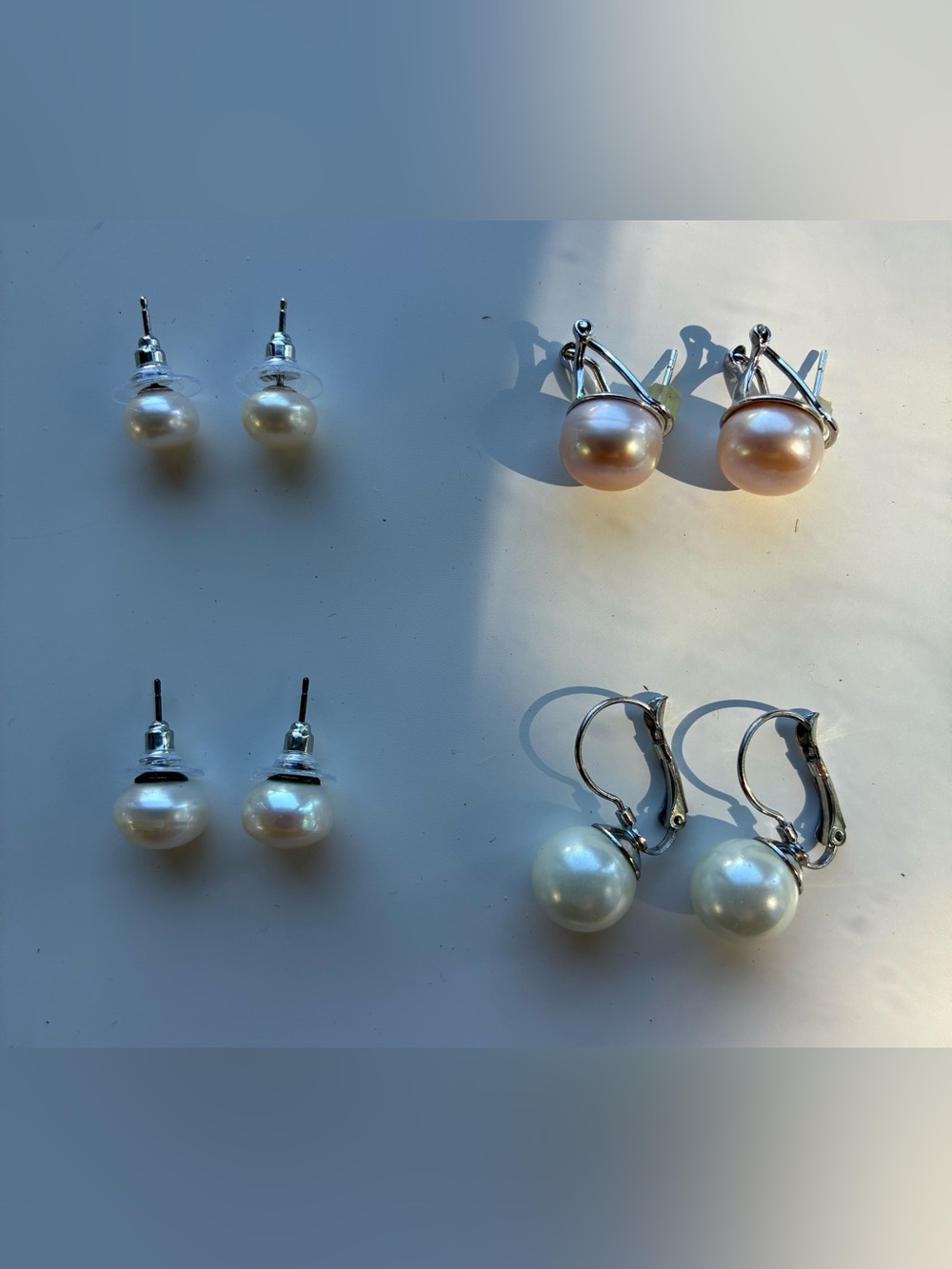 Classic Pearl Stud Earrings - set of 4